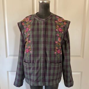 Louise Misha Maura Green Tartan Embroidered Jacket FW24